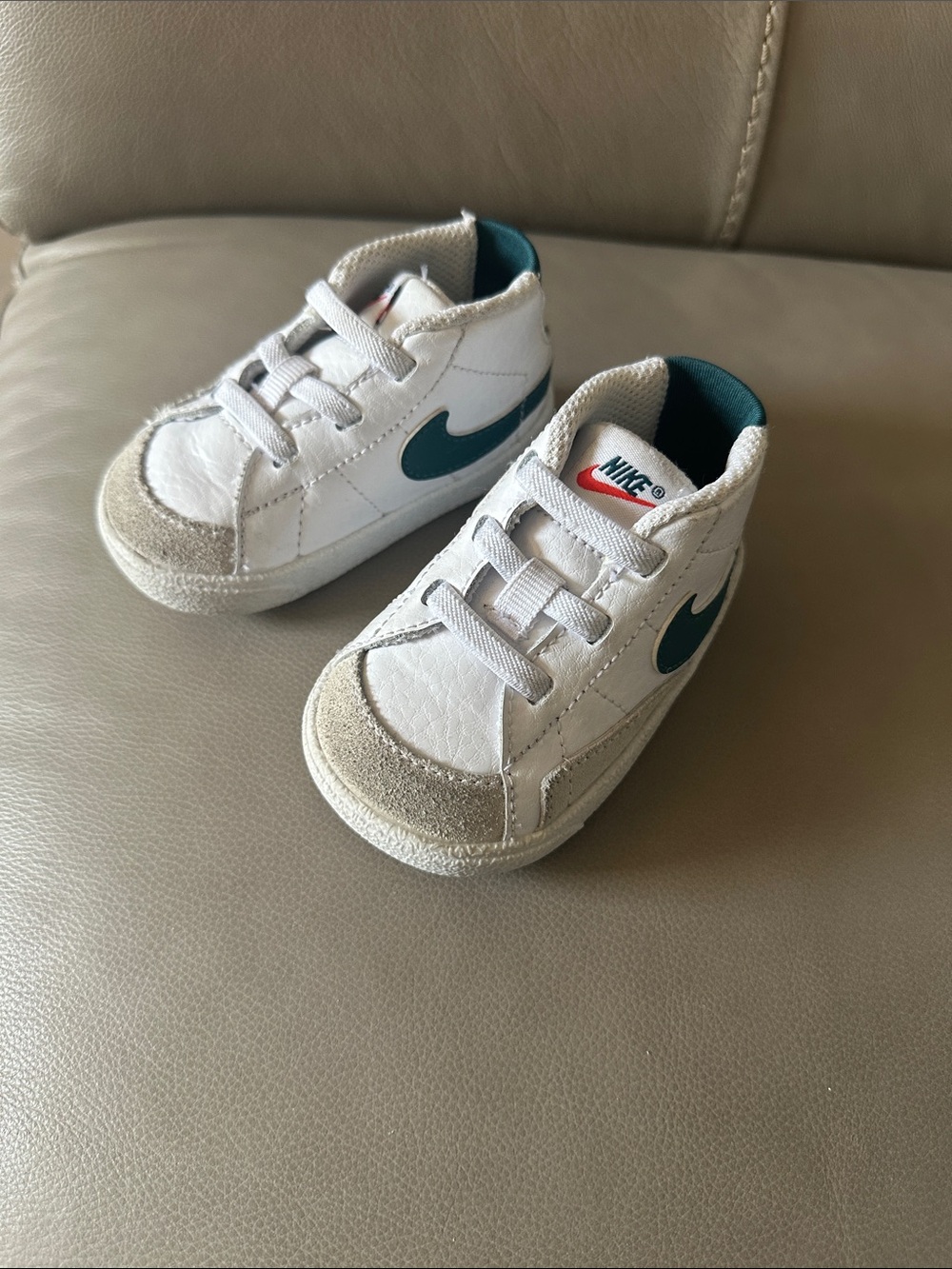 Nike Kids White & Teal Swoosh Toddler Sneakers